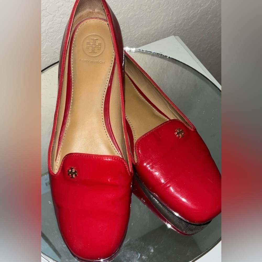 TORY BURCH Shoes Samantha Smoking Slipper Flat SZ8.5M-Liberty Red Patent Leather - Picture 2 of 12